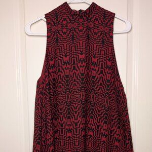 Patterned High Collar Sleeveless Dress